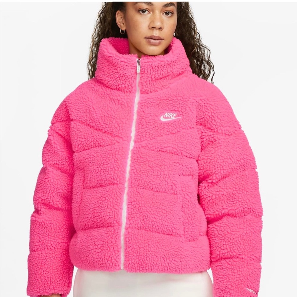 NWOT Nike Hot Pink Teddy Fleece puffer jacket